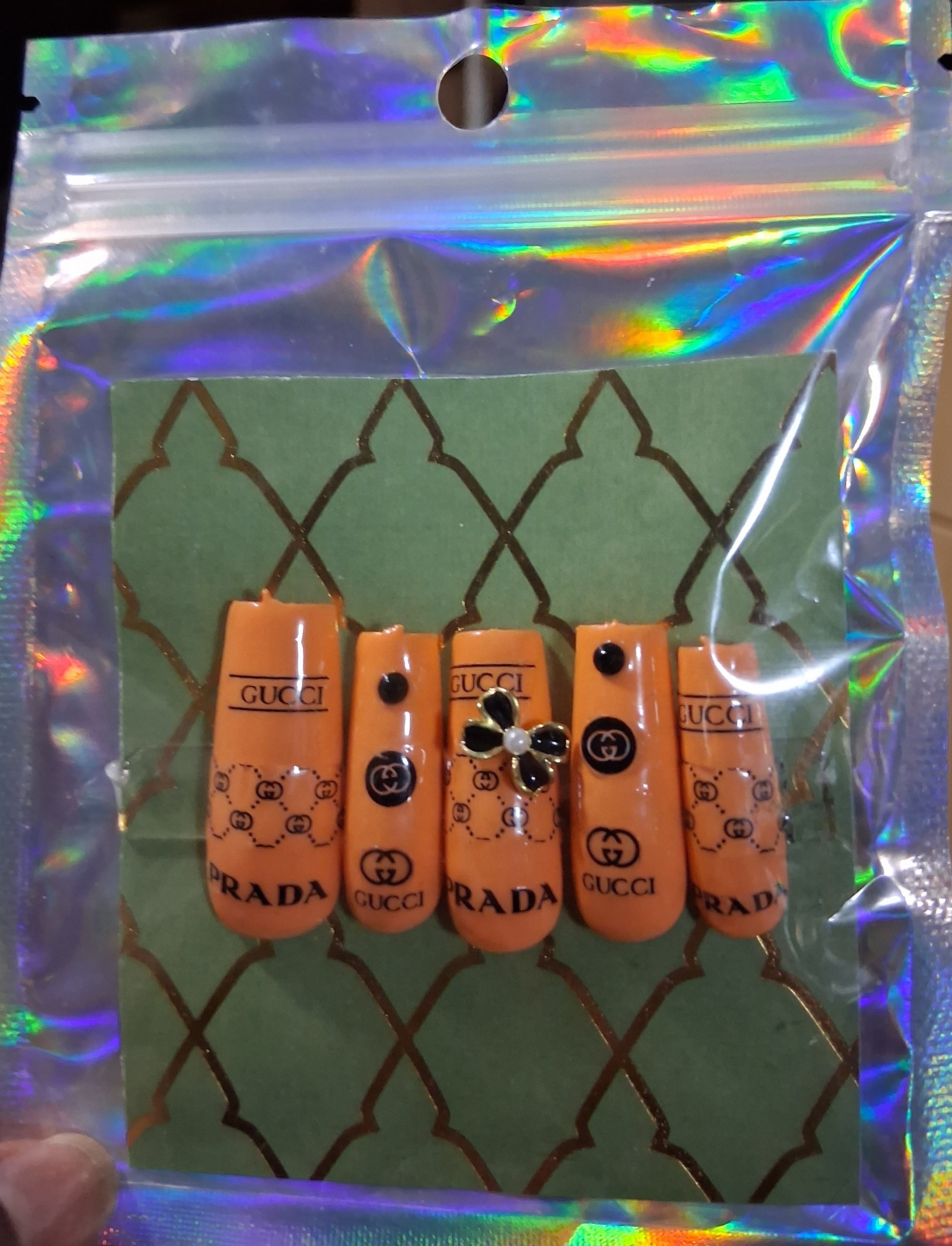 Designer Press-On Nails (Orange)