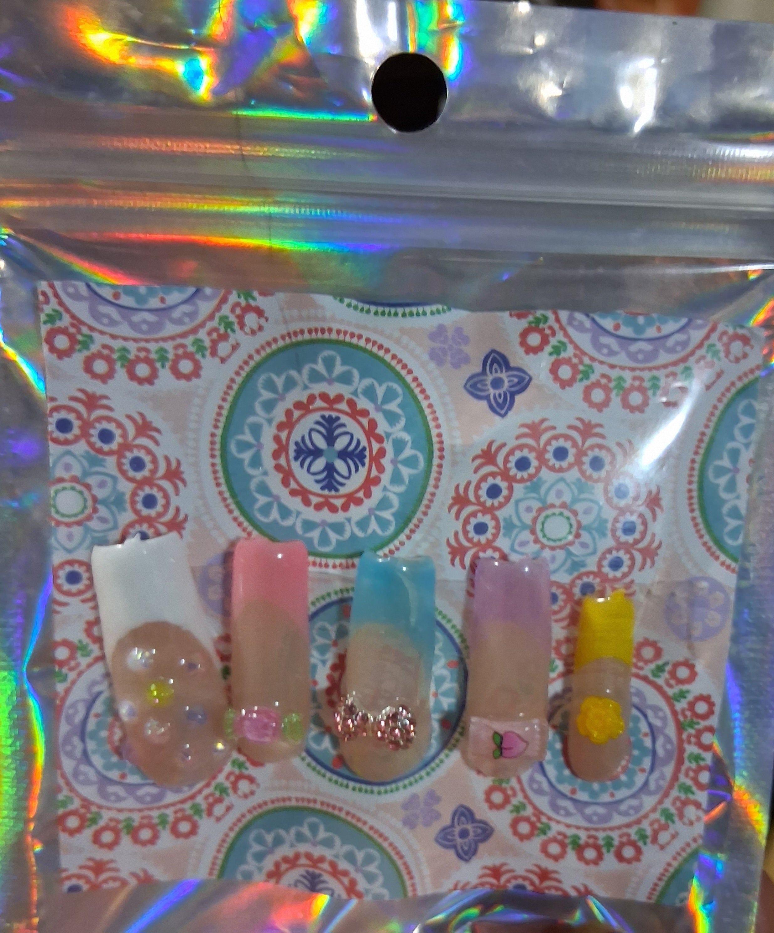 Press-On Nails (Multicolor Jelly w/Candy Charms)