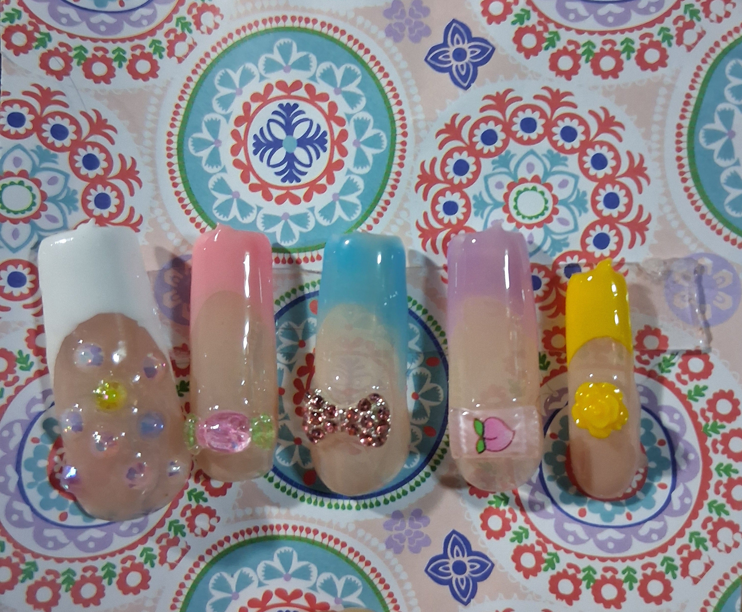 Press-On Nails (Multicolor Jelly w/Candy Charms)