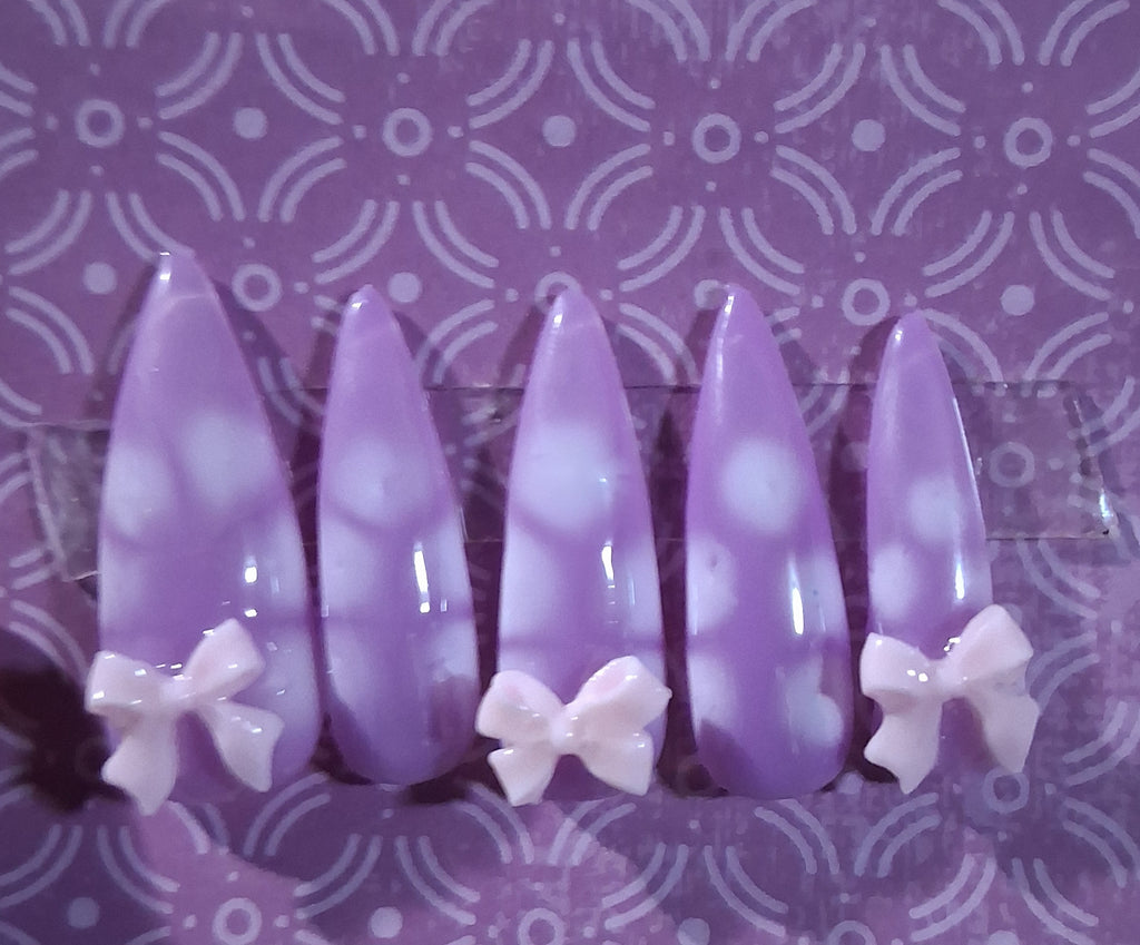 Press-On Nails (Purple Jelly w/ Bows)
