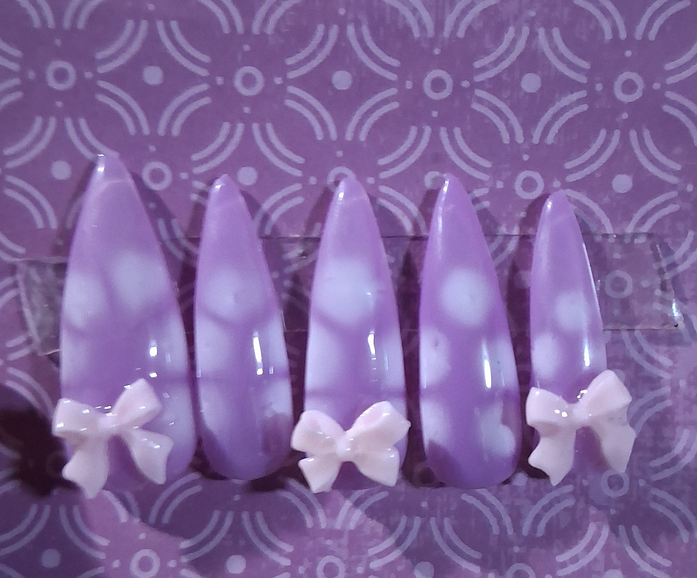 Press-On Nails (Purple Jelly w/ Bows)