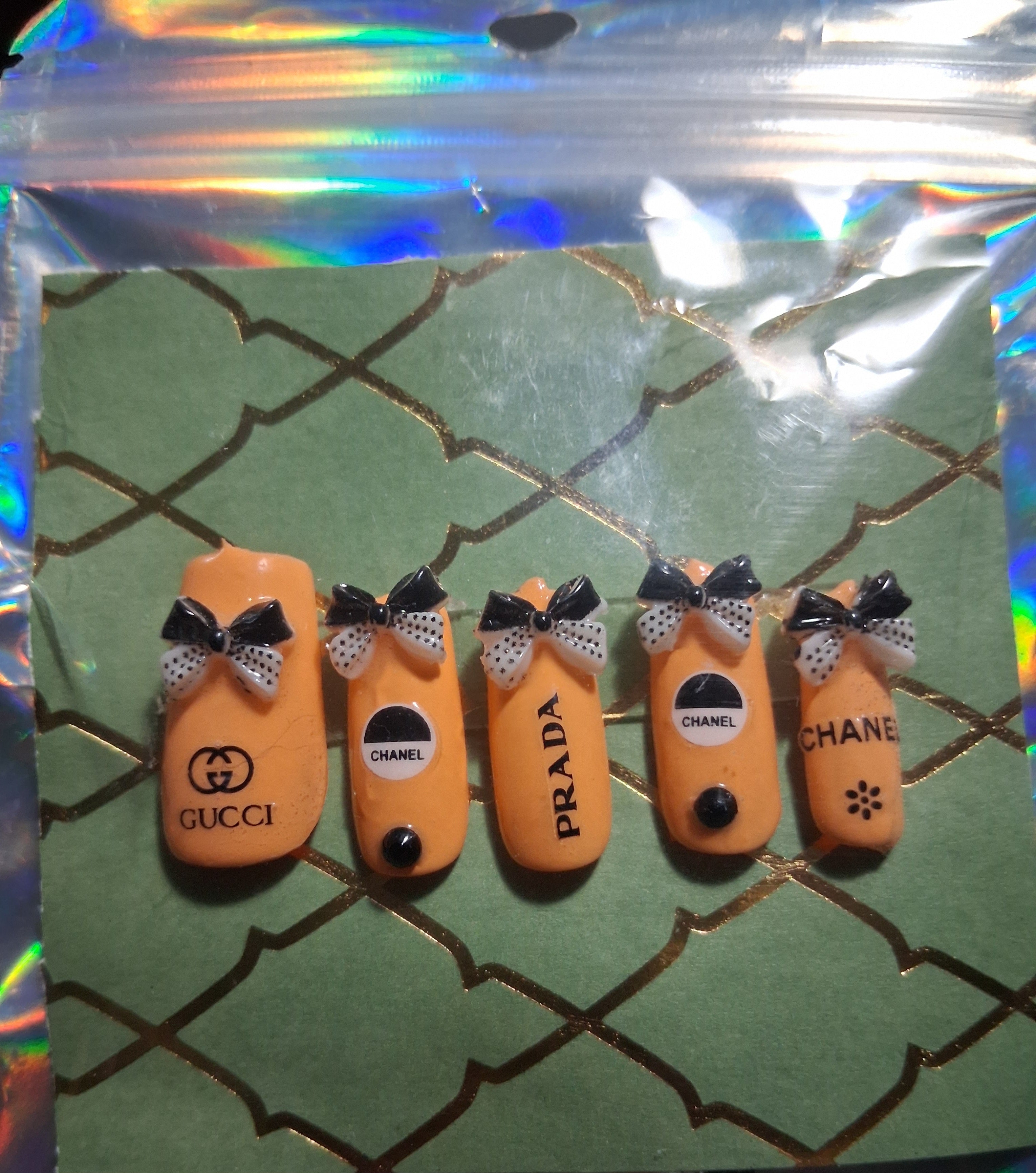 CLEARANCE BUNDLE: Designer Press-On Nails (Orange/Black)