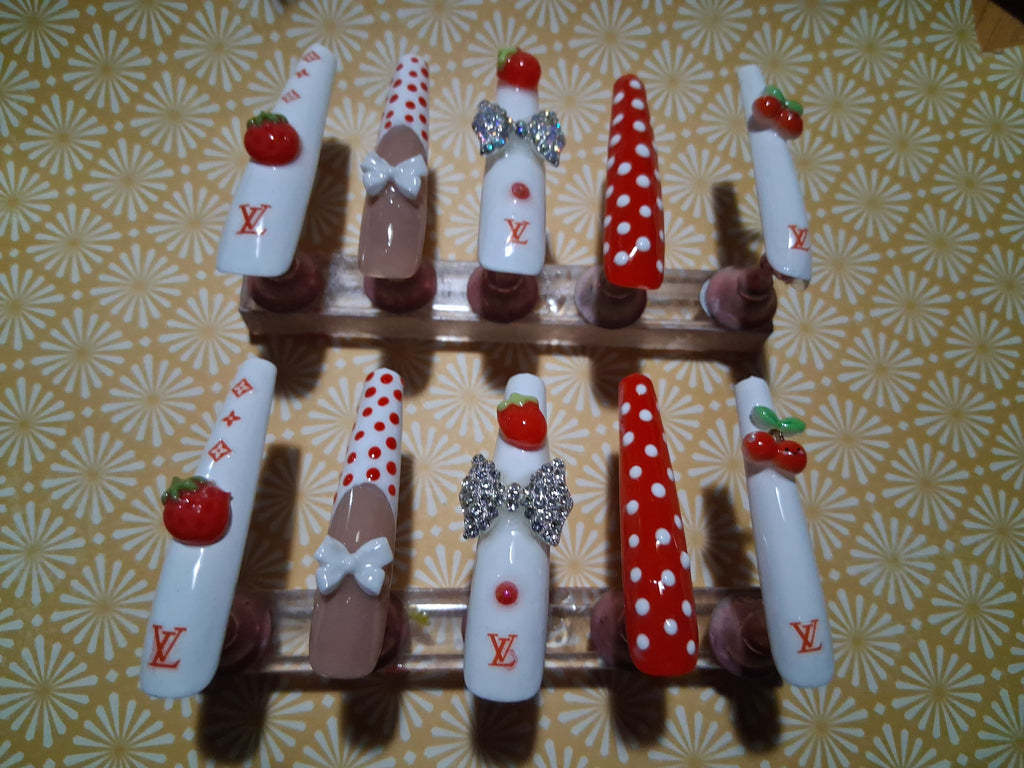 Designer Press-On Nails (Strawberry Louis Sorbet)