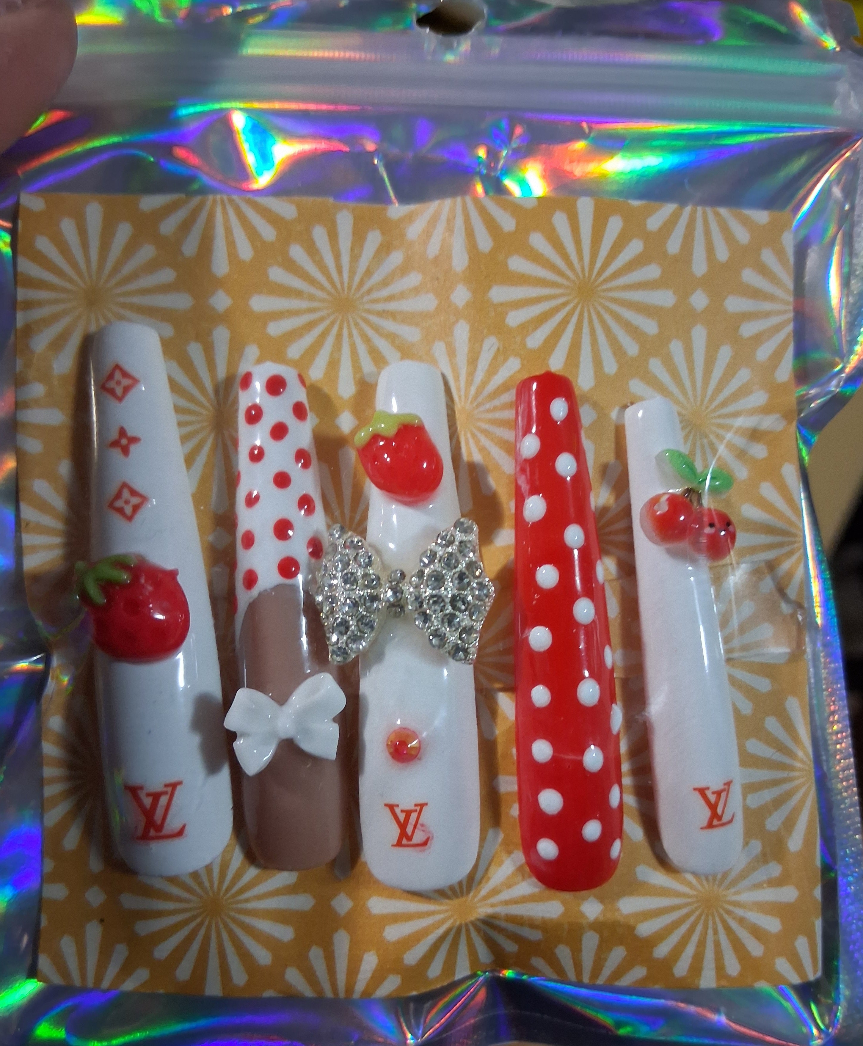 Designer Press-On Nails (Strawberry Louis Sorbet)