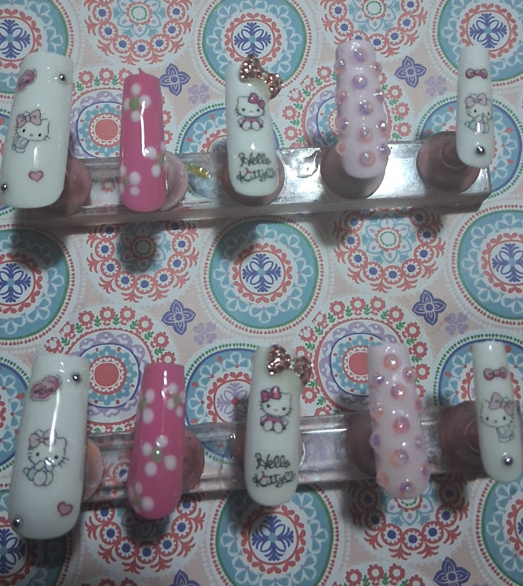 Press-On Nails (Hello Kitty White)