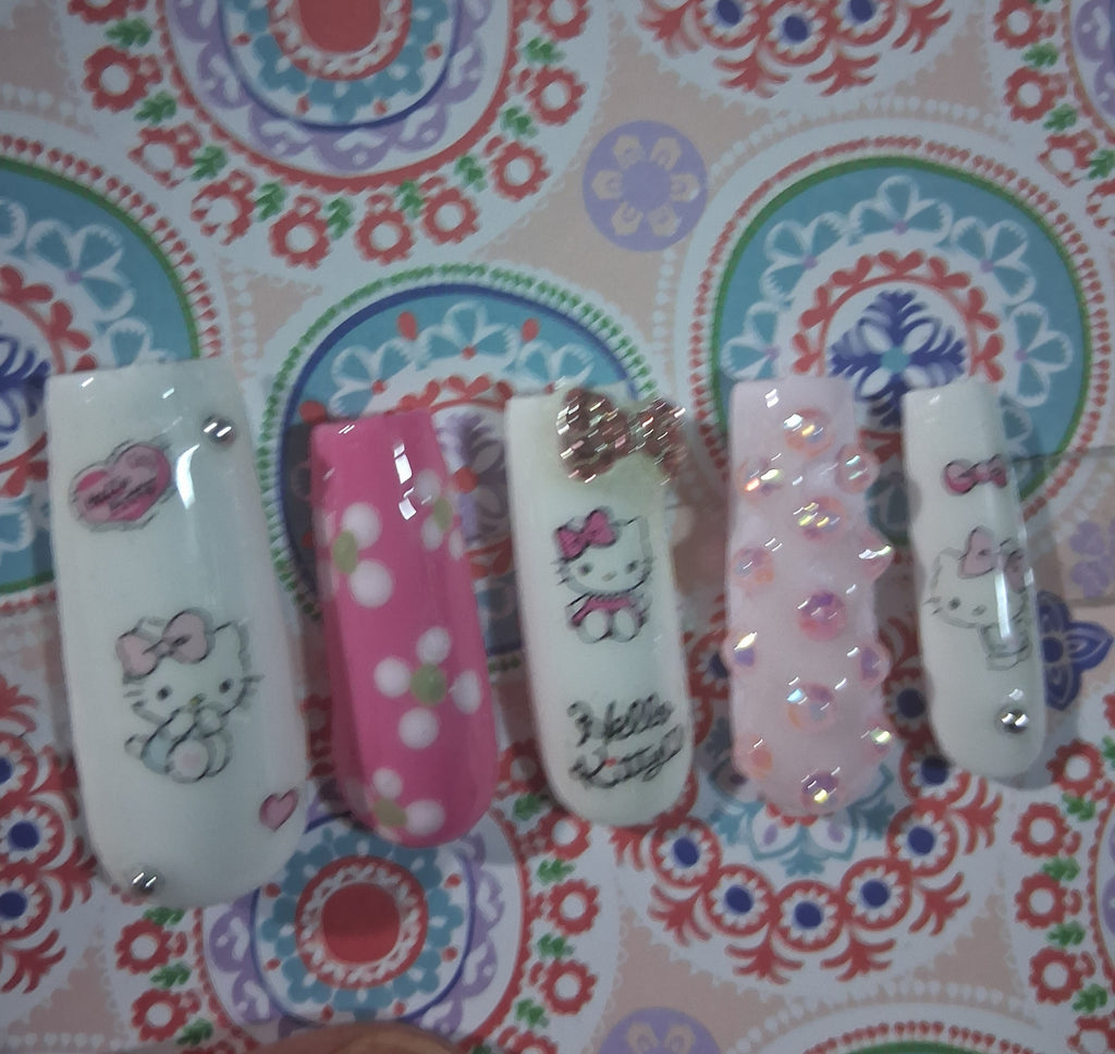 Press-On Nails (Hello Kitty White)