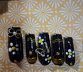 Designer Press-on Nails (K. Spade Black w/White Flowers)